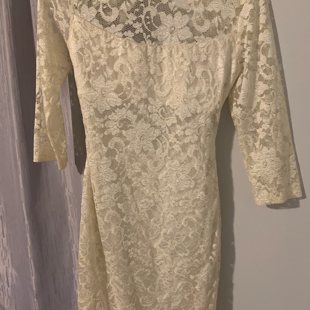 Off white, lace, open back dress
